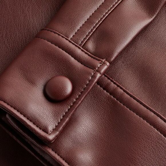 Express Faux Leather Drop Shoulder Oversized Shacket - Picture 5 of 9